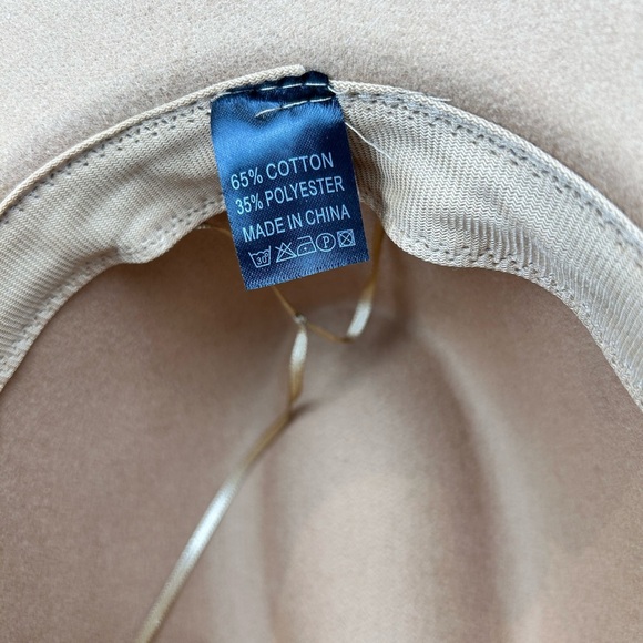 Felt Western Hat, M/L, Tan, faux-leather trim, Cowboy, Festival, NEW - Picture 7 of 7